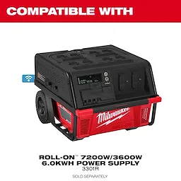 ROLL-ON 7200W/3600W 6.0kWh Power Supply Cover shown on a wheeled power supply unit.