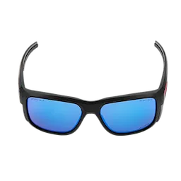 Polarized Full Frame Safety Glasses with Removable Side Shields feature blue mirrored dual coat lenses. The glasses have a black frame, wraparound arms, and provide full coverage protection with removable side shields for additional safety during various tasks.