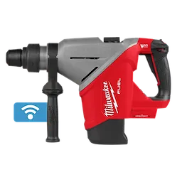 The M18 FUEL™ 1-3/4" SDS MAX Rotary Hammer w/ONE-KEY is a power tool featuring a bold red design with Milwaukee branding. It includes a side handle and digital ONE-KEY technology for connectivity, enhancing performance and control. Suitable for heavy-duty drilling tasks.