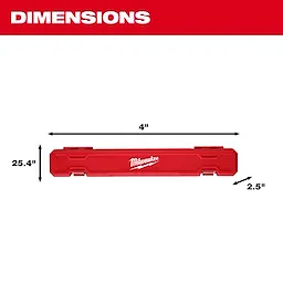 Red case of the 1/2" Drive Click Torque Wrench (50-250 ft·lbf) with dimensions: 25.4" long, 4" wide, and 2.5" high.