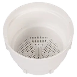 This image shows a 4-Gallon Sprayer Tank Assembly w/ SWITCH-TANK™. The white, cylindrical tank features a perforated bottom section for fluid distribution. The tank is designed for use with a sprayer system.
