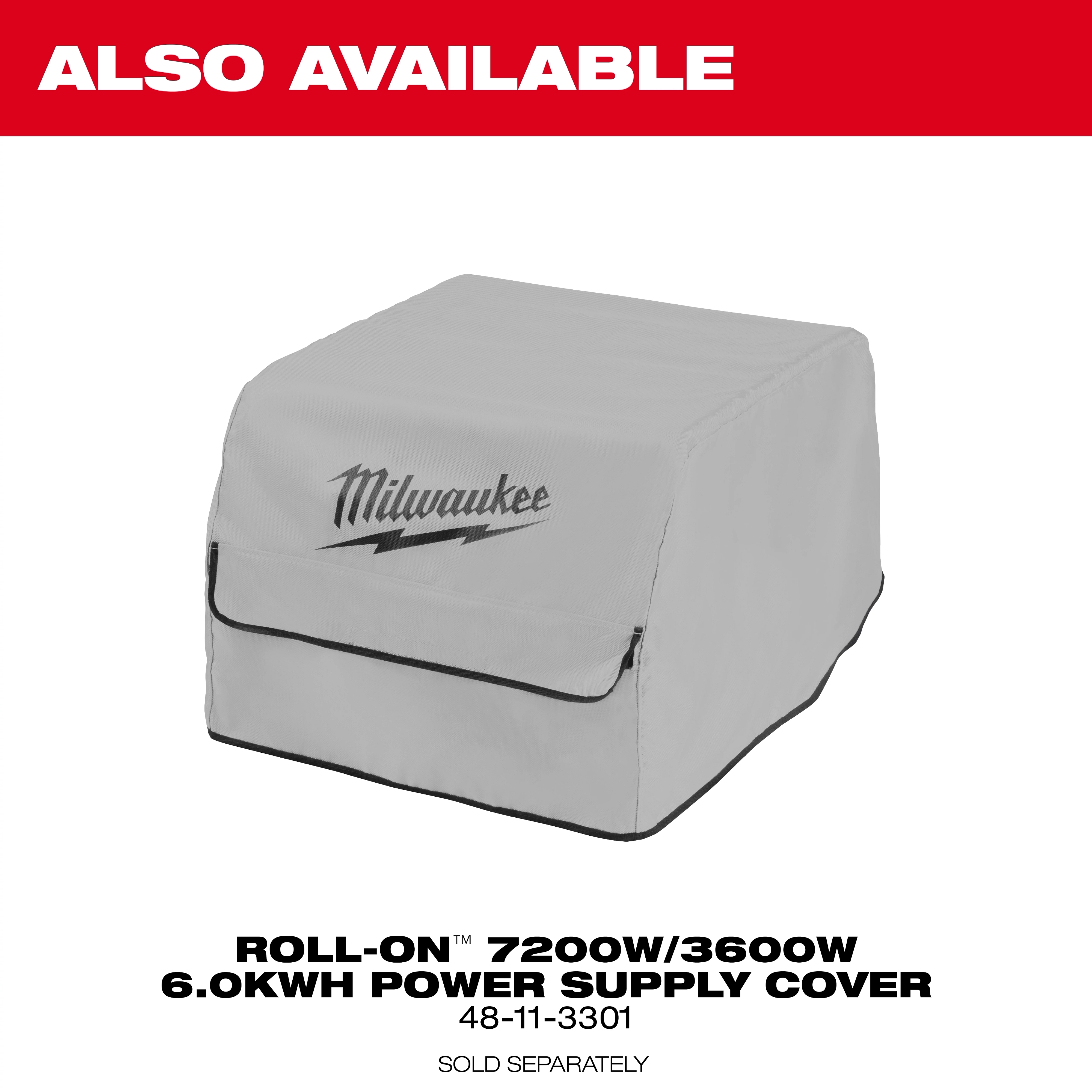 Cover for the ROLL-ON 7200W/3600W 6.0kWh Power Supply with a front flap and logo on the side