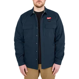 M12 Shirt Jacket in navy blue worn by a man.