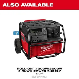 ROLL-ON 7200W/3600W 6.0kWh Power Supply portable unit with wheels and control panel on a white background.