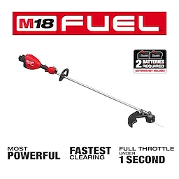 Image of the Milwaukee M18 FUEL 17” Dual Battery String Trimmer highlighting its USPs