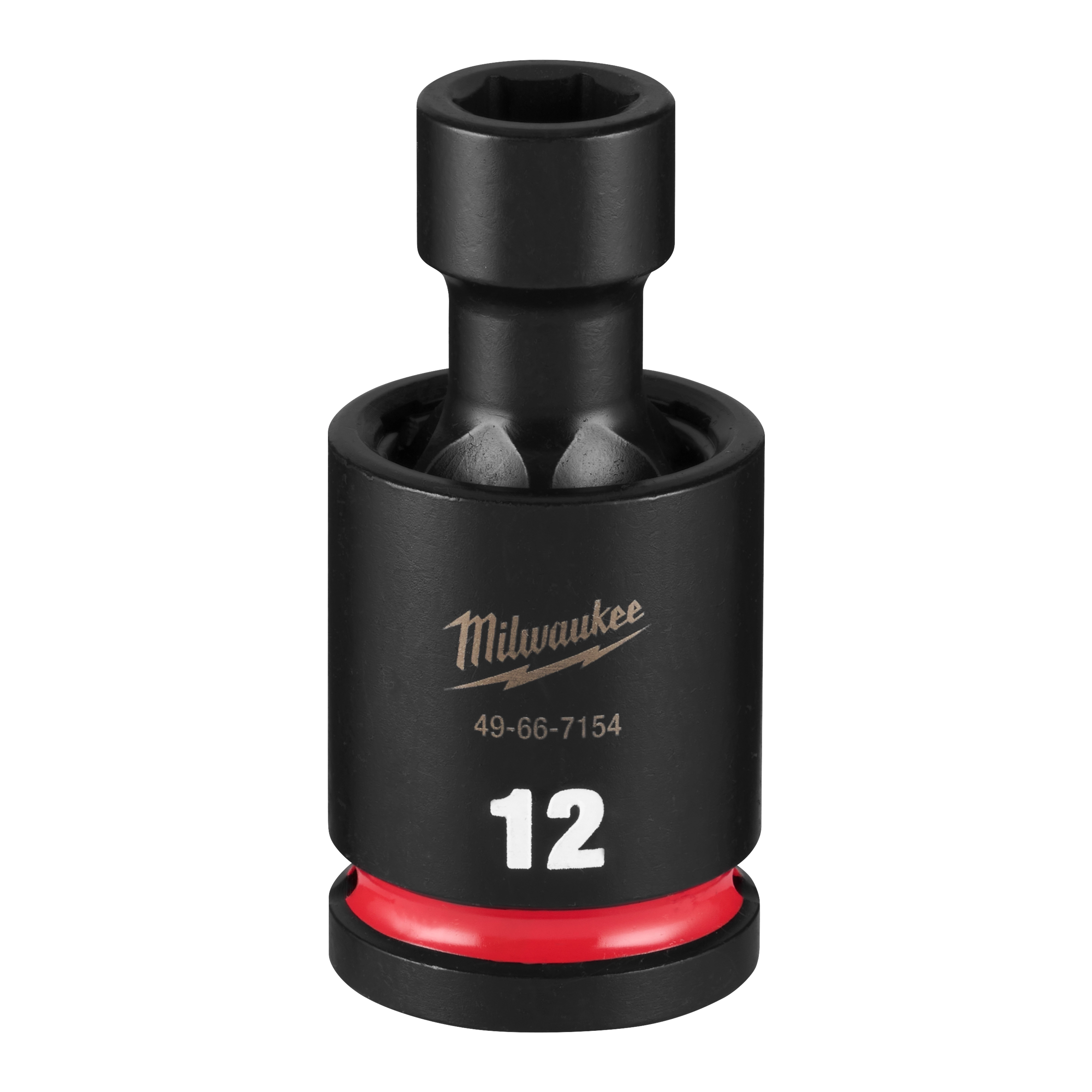 SHOCKWAVE Impact Duty 1/2" Drive 12MM Standard Swivel Socket standing upright with a visible 12 marking.