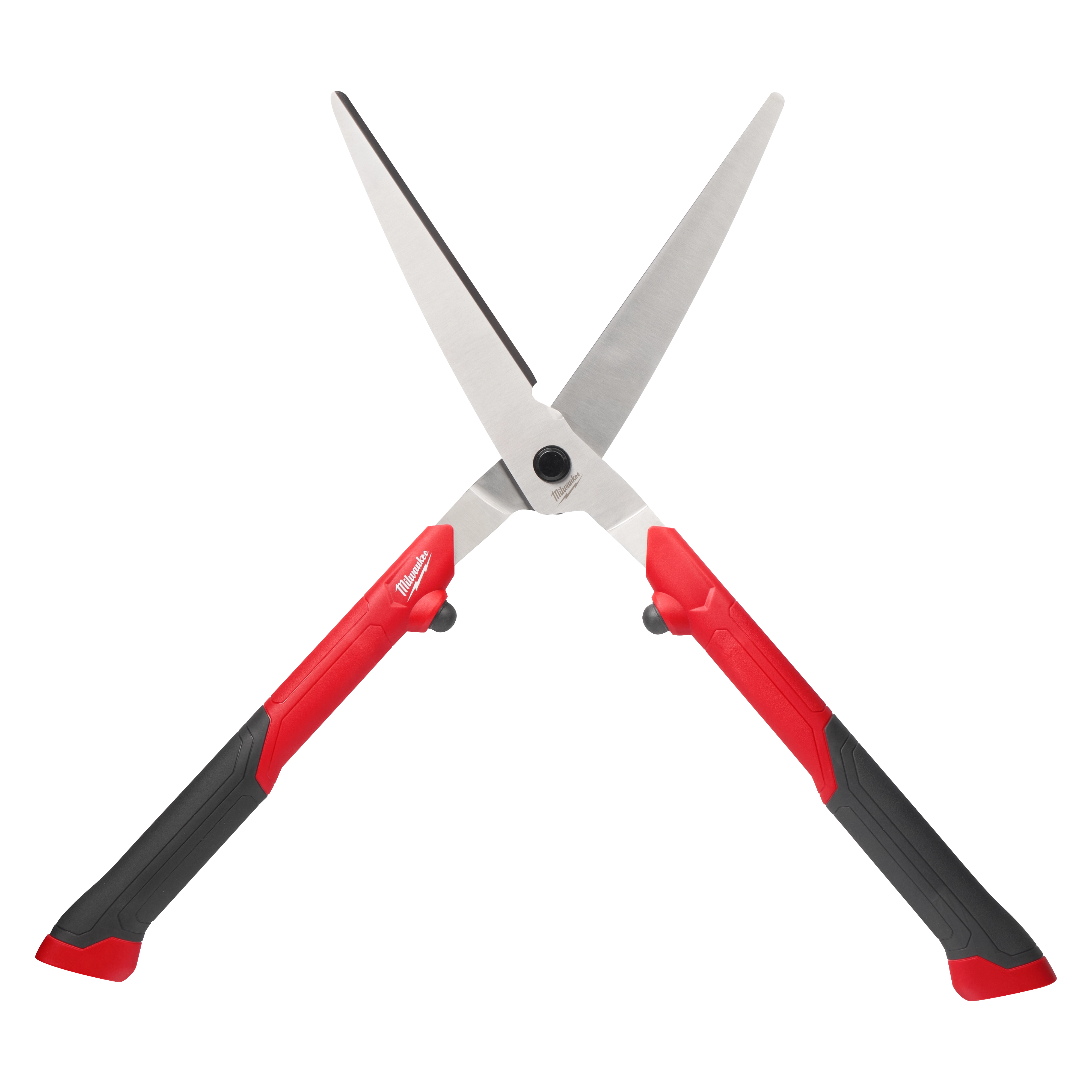 10” Hedge Shears with stainless steel blades and red-black ergonomic handles, designed for trimming hedges and bushes.