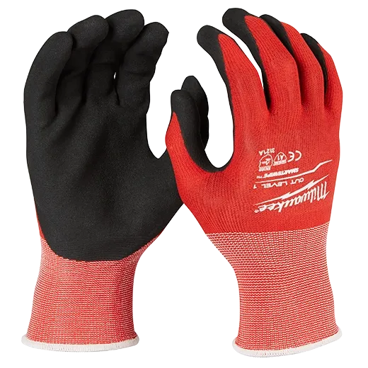 Guantes ba&#241;ados en nitrilo anticorte nivel 1